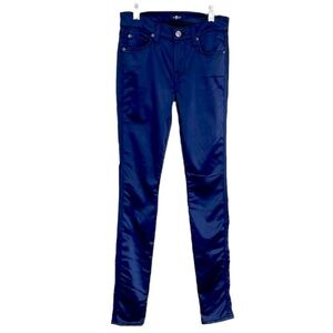 7 for All Mankind Blue Metallic Skinny Stretch Fabric Pants Size 25